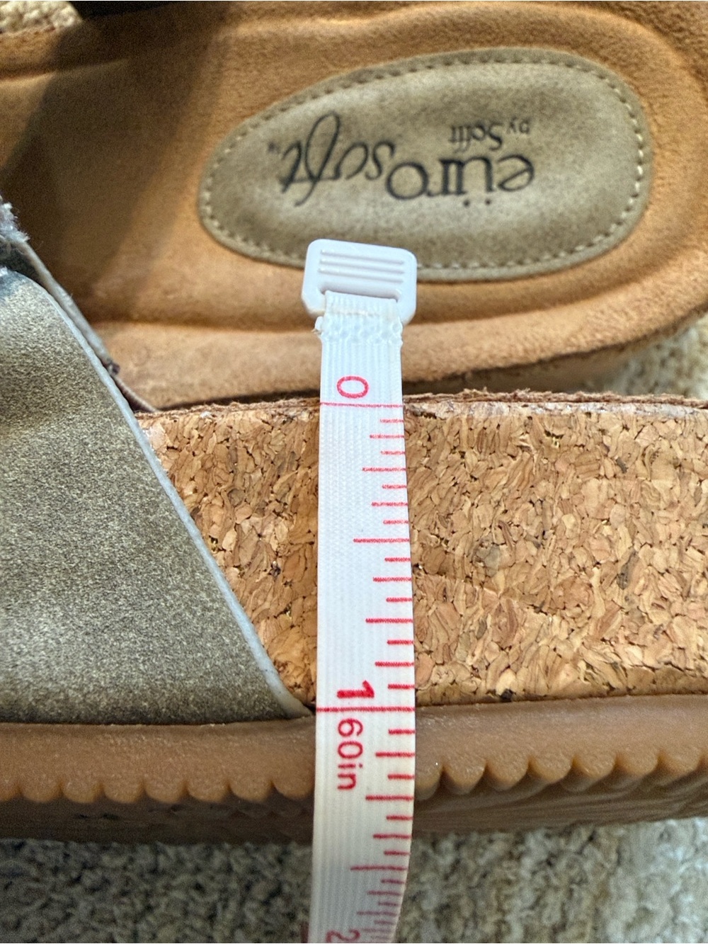 Eurosoft by Sofft. Taupe Slip-On Wedge Sandals for Women. Size 8. - Picture 6 of 6